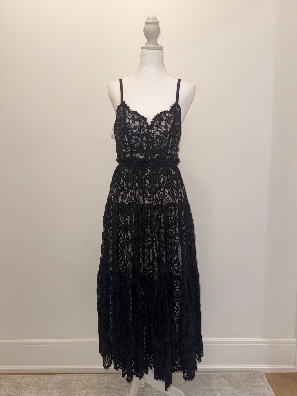 Cinq A Sept Black Lace Midi Dress